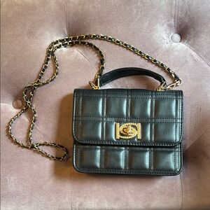 Bebe Black Quilted Faux Leather Chain Bag